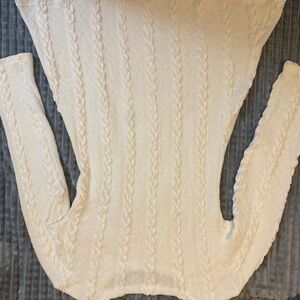 Elegant White Cable Knit Sweater